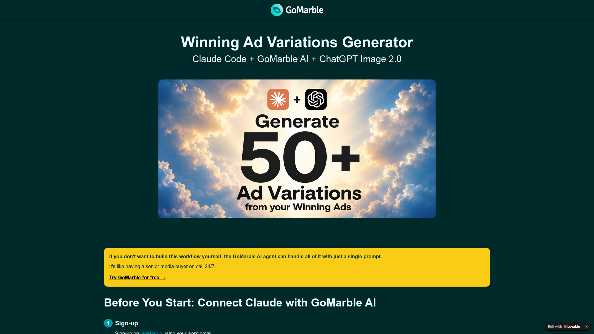 Winning Ad Variations Generator preview
