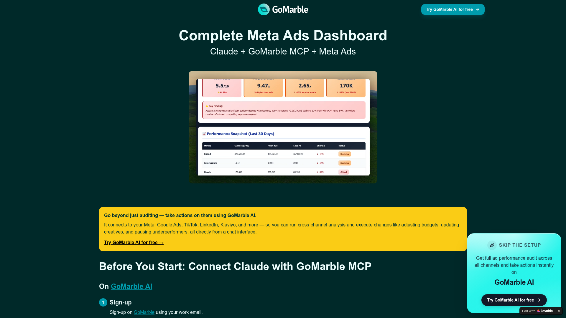 Complete Meta Ads Dashboard preview