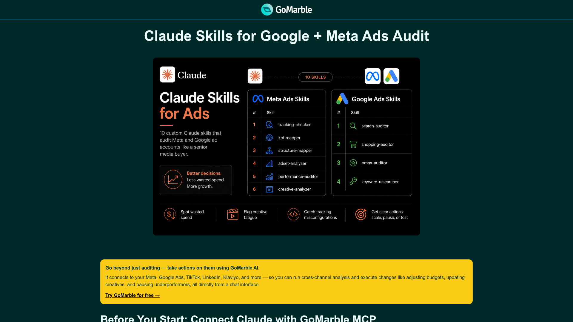 Claude Skills for Google + Meta Audit preview