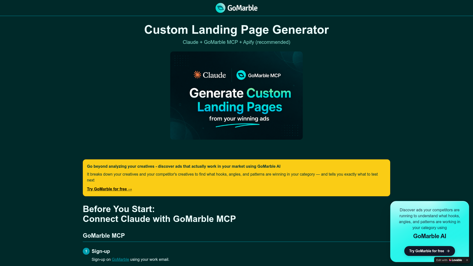 Custom Landing Page Generator preview