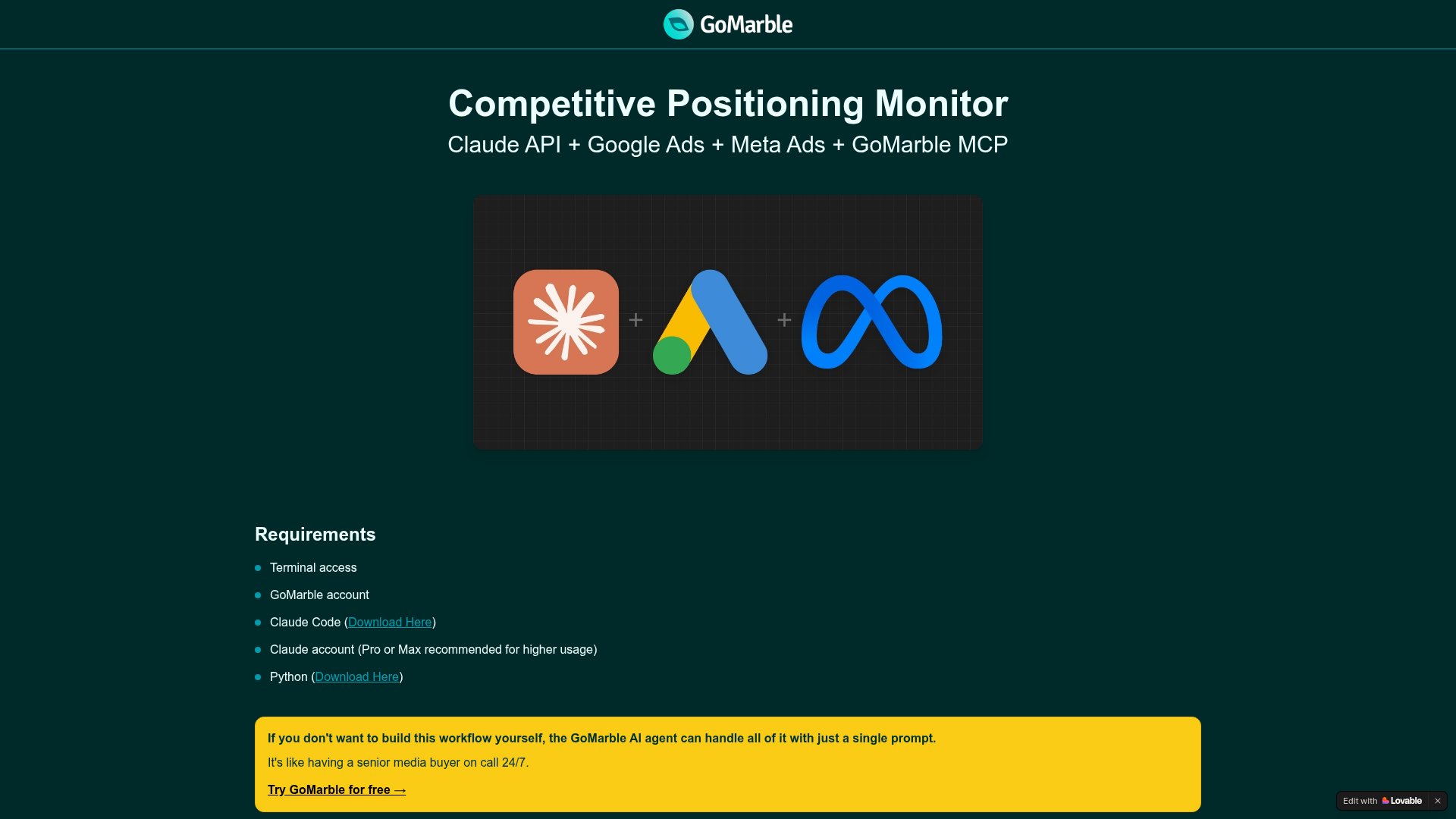Competitive Positioning Monitor preview